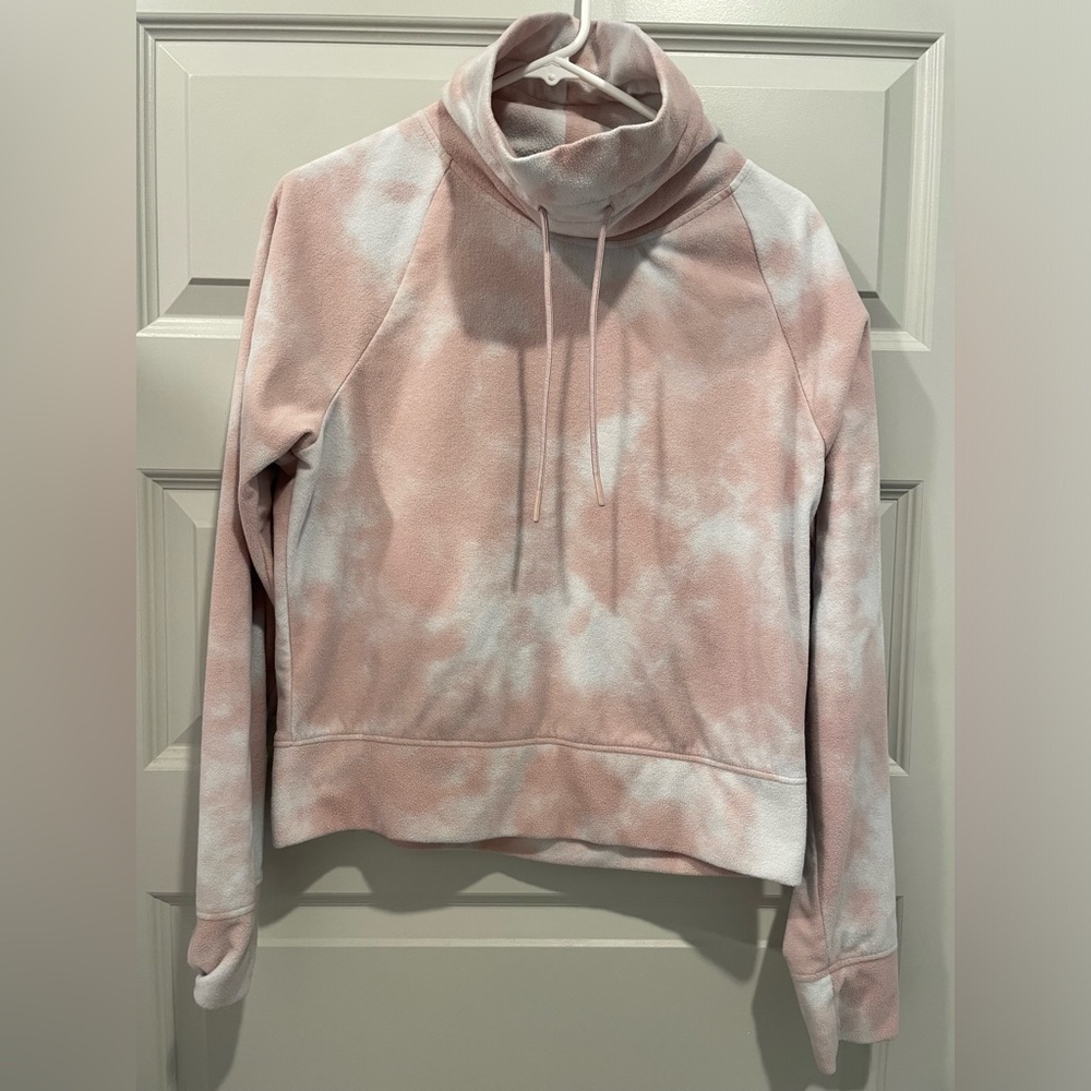Pink & white mock neck top